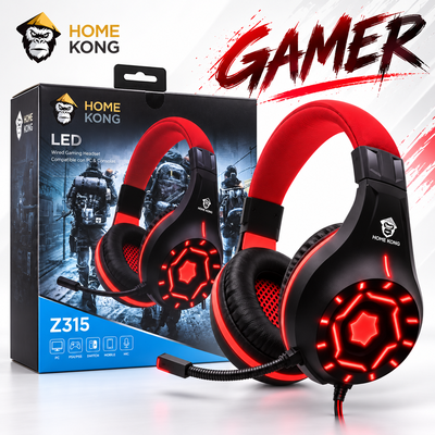 Auricular GAMER HOME KONG Z315 Vincha Iluminación LED Micrófono Cable 2 Mts PC PS4