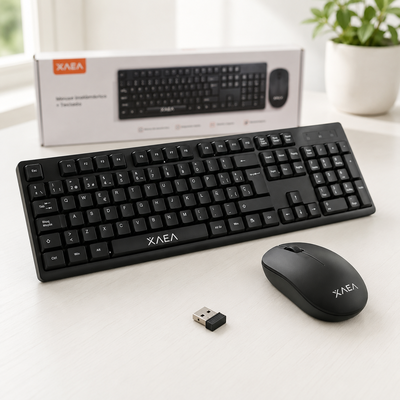 COMBO Inalámbrico Mouse + Teclado XAEA MOD-732 Mouse 1.000 DPI Black (Usan 2 Pilas AA)