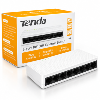 Switch De Red TENDA S108 de 8 Puertos RJ45 10/100 Mbps Blanco