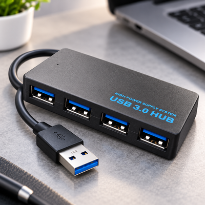Multiplicador HUB de 4 Puertos USB 3.0 Cable USB 12 CM. 5 GBps