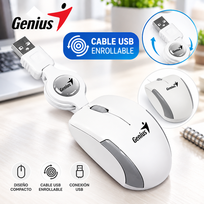 Mouse Optico Genius Micro Traveler v2 Cable USB Retráctil