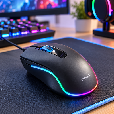 Mouse Optico NOGANET ST-900 Cable USB 1000 DPI Iluminación LED Multicolor