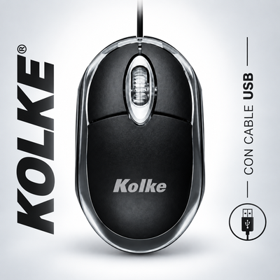 Mouse Optico KOLKE KM-117 Cable USB 1.5 metros 1200 DPI Black