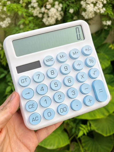 Calculadora GRANDE MODV-001W Colores Pasteles Pantalla 12 Dígitos