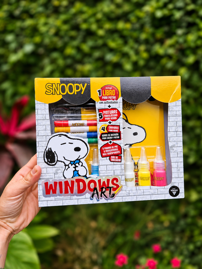Kit Creativo SNOOPY WINDOWS ART Vértice Pinturas para Vidrio Crayones Libro Figuras