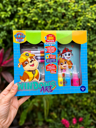 Kit Creativo PAW PATROL WINDOWS ART Pinturas para Vidrio Crayones Libro Figuras
