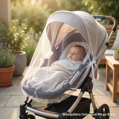Mosquitero Universal Mega Baby Para Cochecitos De Bebé Color Blanco