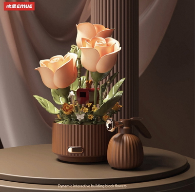 Ramo de flores de bloques para armar, con apertura a control remoto y luces LED