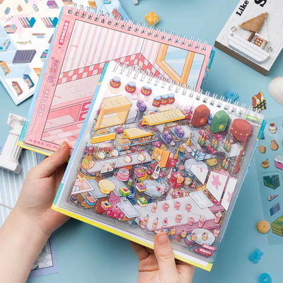 Colección de 10 escenarios de tiendas en miniatura 3D – Juego DIY con stickers