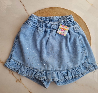 Short Pollera Beba Brillos y Volados