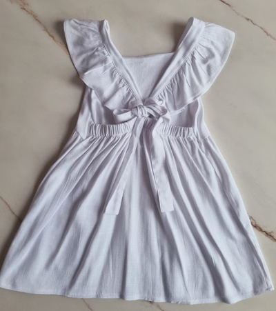 Vestido Beba de Lino "Nieve con Volados"