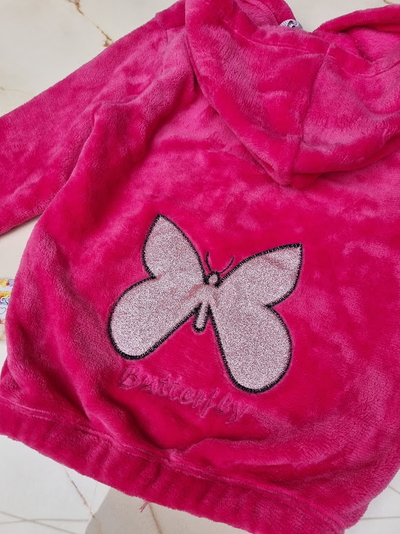 Campera Niña Plush Bifaz con Capucha Mariposa