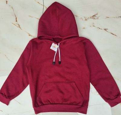 Buzo Niño Frizado con Capucha Bordo