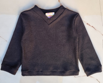 Sweater de Lanilla Escote en V Negro