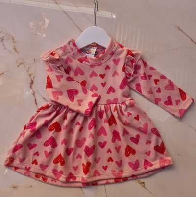 Vestido de Lanilla Rosado Corazones