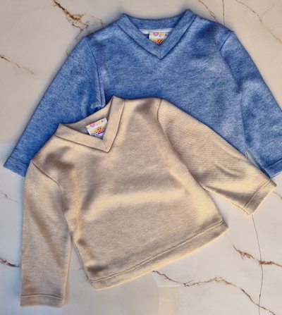 Sweater Bebe de Lanilla Angora Escote en V