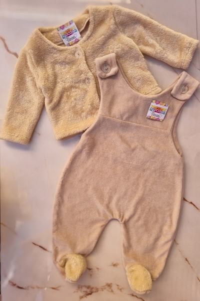 Conjunto Enterito de Plush + Saquito de Peluche con Brillo BEIGE
