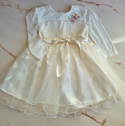 Vestido Beba mangas largas con Tul y Bordado Encanto