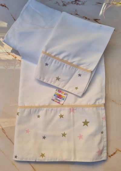 Juego de Sábanas Practicuna de 3 Piezas Blancas con Estrellitas