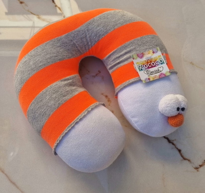 Almohadón Cuellito Cervical Naranja y Gris