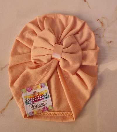 Gorrito Turbante de Modal con Moño Salmon✨