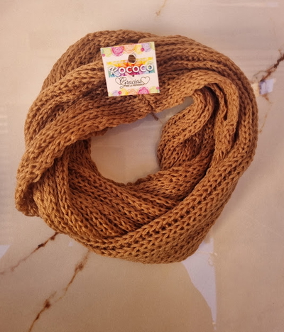 Cuellito Marron Tejido Infinito Doble Vuelta (1 m x 20 cm)