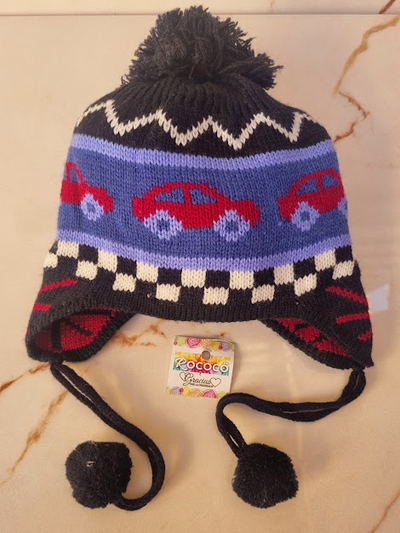 Gorro Tejido Jacquard Autitos con Orejeras y Polar