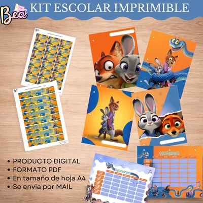 Kit Imprimible Escolar Personalizado Zootopia