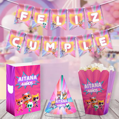 Kit Imprimible Personalizado Superkitties Gatitos Cumpleaños