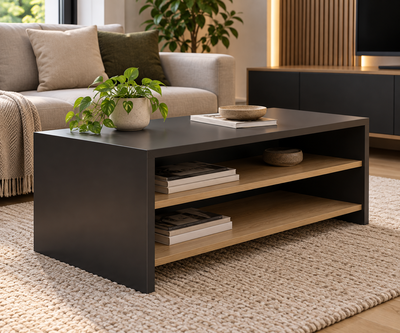 MESA DE LIVING ESTANTES MODERNA 90 X 60 X 40