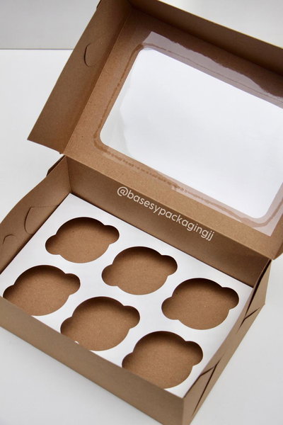 26 x 17.5 x 9 cm kraft + portacupcake x6