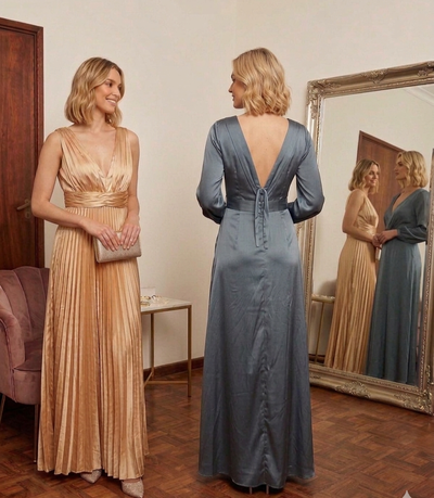 Vestido largo drapeado