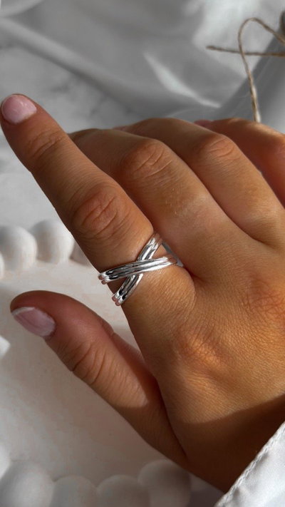 ANILLO CRUZADO SILVER ABIERTO (ACERO)