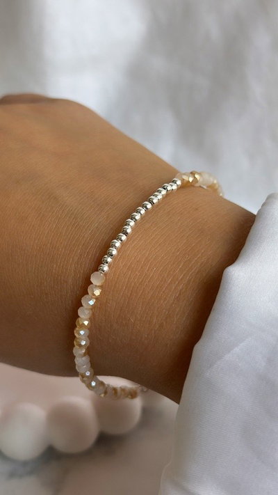 PULSERA CRISTALES FILA DE BOLITAS CHAMPAGNE