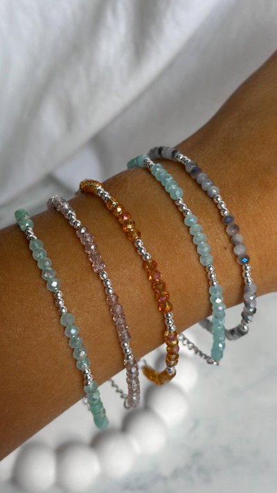 PULSERA CRISTALES TRIPLE BOLITA