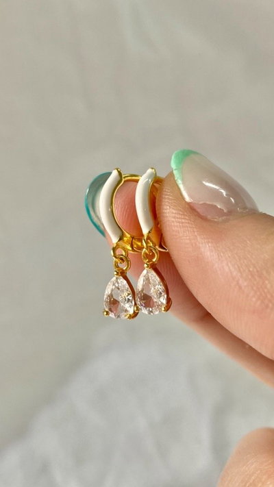Argollitas esmaltadas gold c/ cubic SALE
