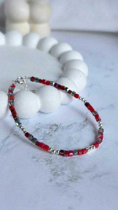 Pulsera cristales cubitos RED