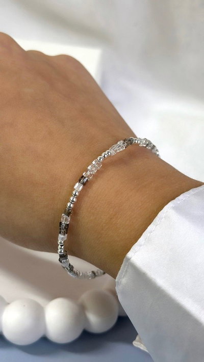 Pulsera cristales cubitos GREY