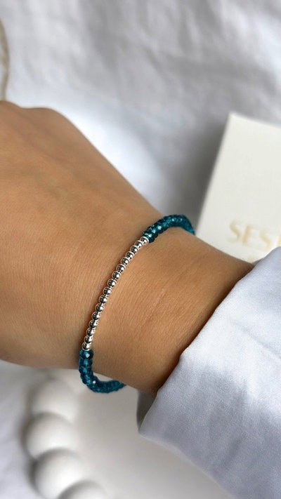 Pulsera cristales fila de bolitas TURQUESA