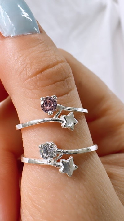 Anillo cruzado estrellita y cubic