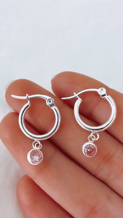Argollitas c/brisura circulo rosa SALE