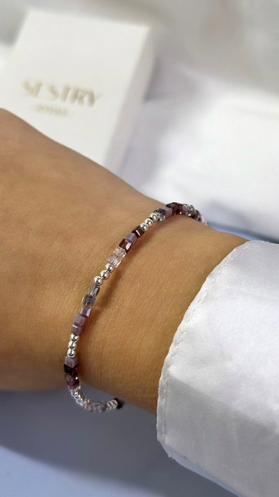 Pulsera cristales cubitos METALIC