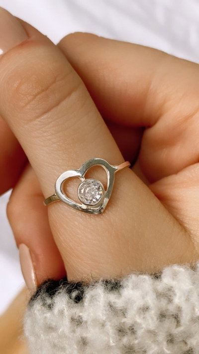 Anillo corazón centro cubic grande SALE 