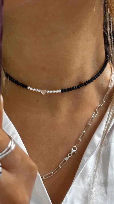Chocker cristales c/corazón NEGRO