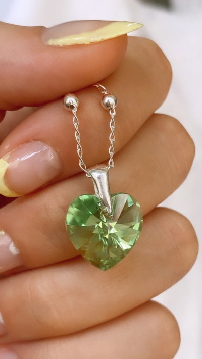 Cristal corazón 14mm Verde SALE 