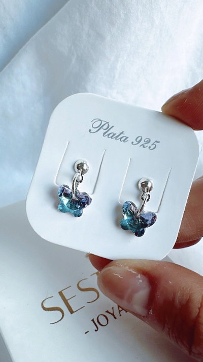 Aro mini mariposa cristal LILA 