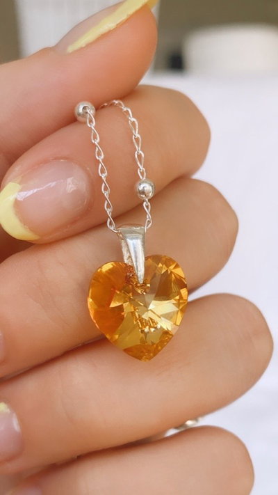 Cristal corazón 14mm Ambar SALE 