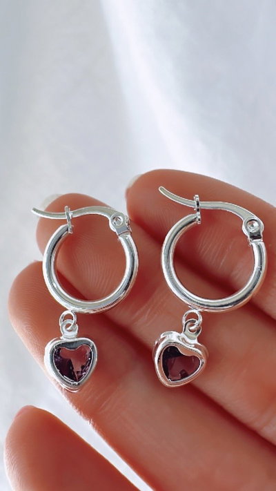 Argollitas c/brisura corazón violeta SALE