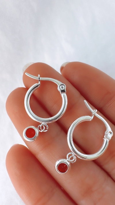 Argollitas c/brisura circulo rojo SALE