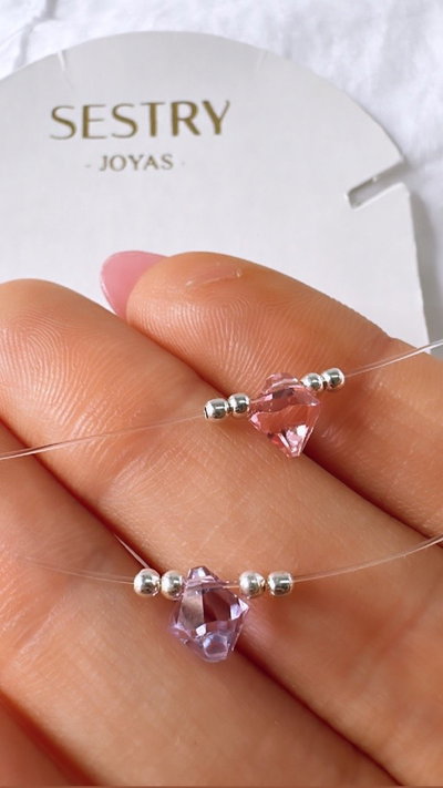 Conjunto de cristal rombito mini LILA ULTIMO SALE
